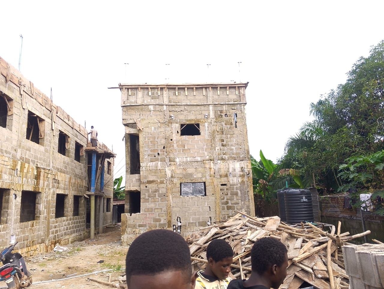 Stair and core block tower at roof level